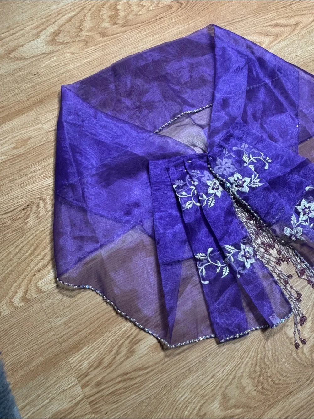 Tygie x Kultura Modern Filipiniana Purple Organza Embroidered Alampay